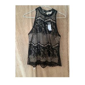 🦋Black lace rue 21 shirt NWT